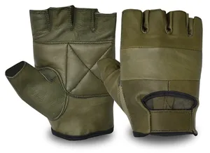 Guantes de Ciclismo de Invierno de Medio Dedo en Cuero Marrón, Cómodos, Transpirables, para Deportes, con Dorso de Crochet Blanco Antideslizante y Amortiguador - Product Image 2