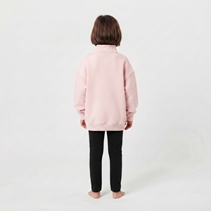 Custom Unisex Kid Hoodie And <b>Sweatshirt</b> Half Zip Drop Shoulder Hoodie Leisure Top Solid <b>Pink</b> Color <b>Sweatshirt</b> For Unisex - Product Image 2