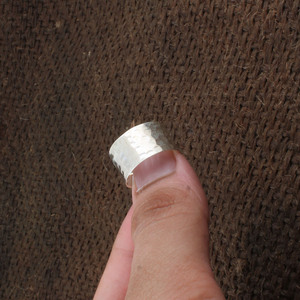 Silver Wide Band Gemstone <b>Ring</b> Hammered Classic Bezel Setting Statement Chunky <b>Plain</b> Minimalist Unisex 5 Garm - Product Image 6