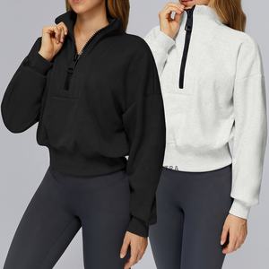 Winter Half Zip Stand Collar <b>Long</b> Sleeve Fleece Lining Fitness Gym Workout Running Sport Wear Top Pullover <b>Sweatshirts</b> - Product Image 2