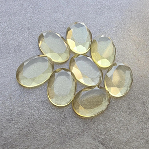 Natural Lemon Quartz <b>Tablet</b> Cut Oval Shape Flat Back Calibrated Gemstone for Jewelry Making - Product Image 1
