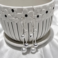 Boucles d'oreilles longues pendantes en argent sterling 925, boule spirale, bijoux minimalistes pour mariée