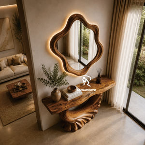 Trendy Modern Wooden <b>Console</b> <b>Table</b> & Modern Mirror Wall Decor - Product Image 3
