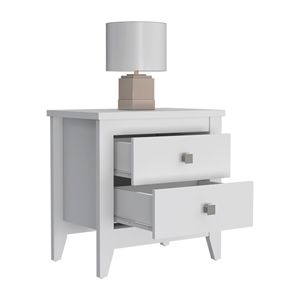Comodino Oasis con due cassetti e quattro gambe, piano superiore di alta qualità in bianco - Depot E Shop - Product Image 4