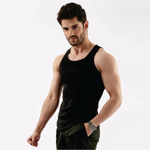 Men's Fitness Vest Stringers Gym Wear Tank Top Singlet Elastic Breathable and Quick-Drying 100% Cotton Sleeveless - Product Image 5