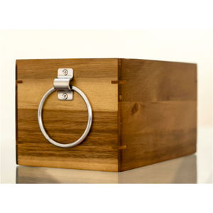 Porte-couverts en bois d'acacia rustique avec poignées métalliques, organisateur de bureau à 4 compartiments et support pour ustensiles de cuisine pour restaurant et maison - Product Image 4