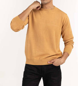 เสื้อสเวตเตอร์คอกลมผู้ชาย แขนยาว ผ้าขนสัตว์เมอริโนถัก น้ำหนักเบา บางเบา สีพื้น สำหรับฤดูใบไม้ร่วง - Product Image 4