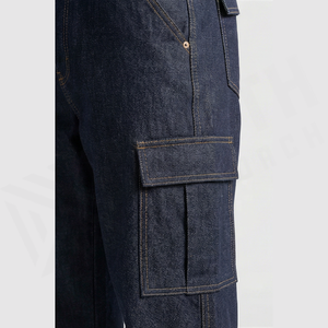 Pantalones Cargo de Mezclilla para Hombre, Cintura Alta, Lavado Oscuro, Corte Holgado, Estilo Utilitario, Jeans Casuales de Otoño - Product Image 5