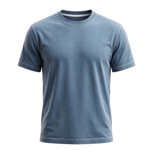 T-shirt en jersey pour homme, bleu, coupe classique, col rond, manches courtes, décontracté, couleur unie, tricoté, 100 % polyester, infroissable - Product Image 1