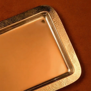 Plateau de service rectangulaire de luxe avec bord martelé en acier inoxydable, plat décoratif pour hôtel, buffet, mariage, fête, cadeau - Product Image 3