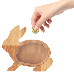Animal Shaped Coin Bank With Transparent Acrylic Window, Wooden Money <b>Box</b> <b>Easter</b> <b>Gift</b>, Birthday <b>Gift</b> For Kids From Vietnam - Product Image 2