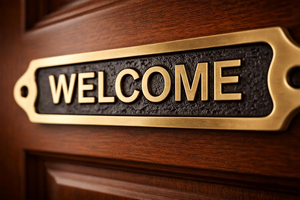 Brass Welcome Door Sign Decorative Metal Welcome <b>Name</b> <b>Plate</b> Wall Mounted Entrance Plaque for Home Office Hotel Restaurant - Product Image 2