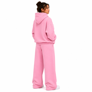 Conjunto de Sudadera Oversize y Pantalones Anchos de Forro Polar para Mujer, con Bolsillo Canguro, Color Liso, Chándal Holgado de Dos Piezas - Product Image 6