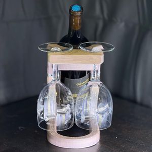 Wooden Wine bottle and Glass Holder Stand Rustic Farmhouse Style <b>Table</b> Serving Design For Restaurant Hotel <b>Bar</b> - Product Image 2