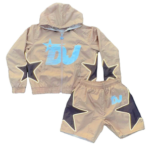 Ensemble de survêtement de luxe coupe-vent personnalisé avec LOGO et motifs, ensemble respirant coupe-vent avec sweat à capuche et short, ensembles de t-shirts élégants pour hommes - Product Image 4