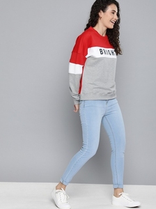 Sudadera de Mujer con Bloques de Color, Cuello Redondo, Manga Larga, Mezcla de Algodón, Top Informal Transpirable para Otoño, con Estampado de Letras en la Parte Delantera - Product Image 2