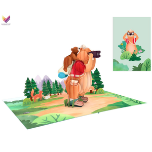 การ์ดป๊อปอัพ 3 มิติรูปสัตว์ การ์ดอวยพรทำมือ การ์ดป๊อปอัพ 3 มิติลายแคมป์ปิ้ง การ์ดป๊อปอัพ 3 มิติ งานฝีมือกระดาษ การ์ดป๊อปอัพ ของขวัญน่ารัก ลายสัตว์เดินป่า - Product Image 3