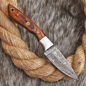 OEM DIY Damascus Steel Fixed Blade Hunting/Skinning <b>Knife</b> Straight Edge <b>Bone</b> <b>Handle</b> | Outdoor Camping <b>Knife</b> Leather Belt Sheath - Product Image 1