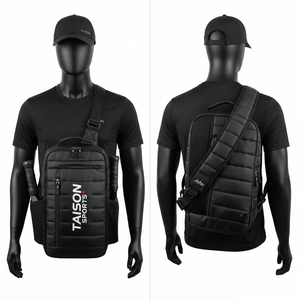 Premium TAISON SPORTS 300 GSM 600D PU Tennis <b>Bag</b> <b>Navy</b> White Panel Sports Backpack 30-40L Custom Logo Print - Product Image 2