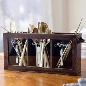 Portacubiertos de madera esculpida, organizador de precisión para utensilios de cocina, tenedores, cuchillos, cucharas y herramientas para servir - Product Image 2