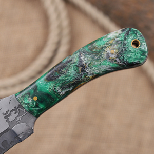 Cuchillo de caza OEM personalizado con hoja fija de acero 12C27 grabado al ácido, punta de gota, mango de resina de grado industrial - Product Image 5