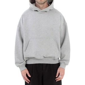 Sudadera con capucha para hombre, extragrande, con lavado ácido, de algodón puro de gramaje pesado, con logotipo personalizado, de terciopelo, con media cremallera, de invierno, con bolsillo canguro, tallas grandes - Product Image 2