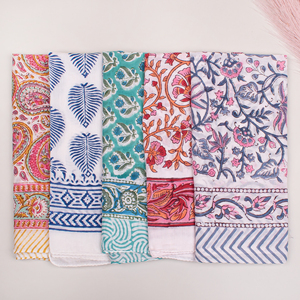 Bandana carré en coton imprimé à la main, lavage vintage, 53x53cm, écoresponsable, foulard estampé à la main, respectueux de l'environnement - Product Image 5