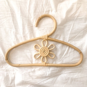 Boho baby clothes hangers wooden rattan coats & pants hanger for closet <b>wardrobe</b> organising - Product Image 2