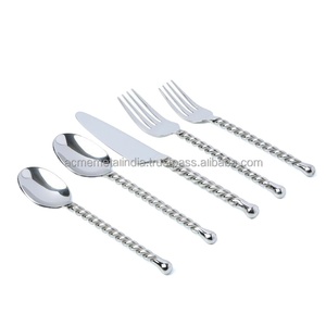 Couverts de luxe ensemble de couverts à dessert avec poignée torsadée cuillère et fourchette en acier miroir idéal pour les mariages et les restaurants - Product Image 2