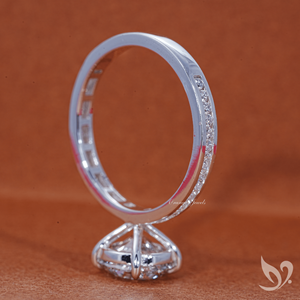 2 carat round cut lab grown diamond IGI certified bold channel pave band 10k white gold <b>statement</b> <b>ring</b> - Product Image 3