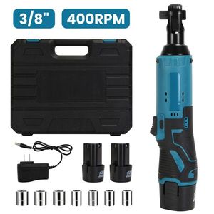 3/8 Cordless Electric Right Angle <b>Ratchet</b> Wrench Set 2pcs 1200mAh Batteries Charger 7 <b>Sockets</b> 400RPM - Product Image 2