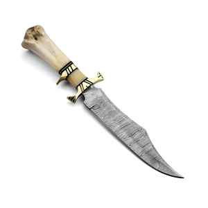 Cuchillo Vikingo de Madera Premium al por Mayor para Camping, Cuchillo de Caza de Alta Calidad con Mango de Hueso y Hoja de Acero de Damasco al Mejor Precio - Product Image 1