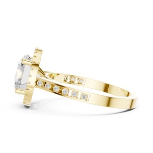Bague intelligente en or massif 14 carats avec diamant de laboratoire rond de 2 carats de qualité supérieure, certifié IGI, avec pierres latérales rondes, design élégant et moderne - Product Image 5