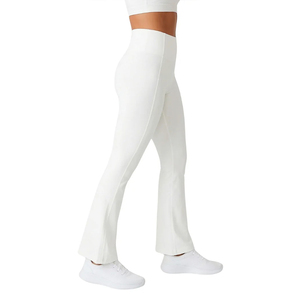 Leggings de Cintura Alta con Corte Acampanado, Pantalones de Yoga de Punto Elástico Blancos, Ropa Deportiva para Mujer, Todas las Temporadas - Product Image 4
