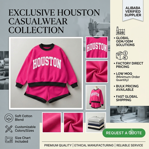 2026 Wholesale Custom Logo Printed Front Casual Autumn Wear Women Mock Neck Short <b>Set</b> Full Sleeve Eco-Friendly Solid 2-Piece <b>Set</b> - Product Image 4