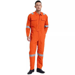 Combinaison de travail pour homme en polyester et coton réfléchissant avec logo personnalisé, légère, orange, combinaison de travail haute visibilité, imperméable - Product Image 5
