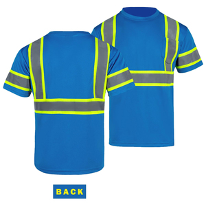 เสื้อเชิ้ตนิรภัยโพลีเอสเตอร์ 100% สวมใส่สบาย ระบายอากาศได้ดี มีแถบสะท้อนแสง สำหรับงานโลจิสติกส์ รับสกรีนโลโก้ตามแบบ - Product Image 3