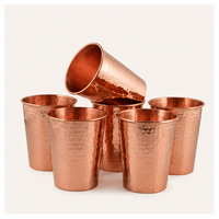 Ensemble de gobelets en cuivre martelé pur, faits à la main, verres à eau ayurvédiques, design moderne, personnalisables, vaisselle écologique pour la maison