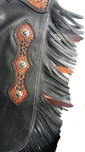 Custom Western Horse <b>Chaps</b> <b>Cowboy</b> Chinks with Fringe Leather Protection Apron for Riding - Product Image 6