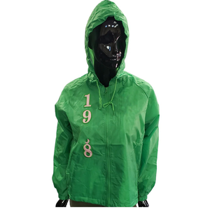 Sorority Kapa Hooded Canvas Rain Jacket <b>Green</b> Greek Outerwear Embroidered Logos | Custom Lining | Waterproof | Spring/Autumn - Product Image 2