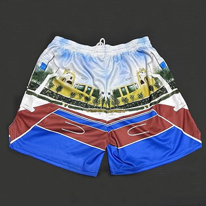 กางเกงขาสั้นออกกำลังกายลายพราง OEM สำหรับผู้ชาย ผ้าฝ้ายเนื้อหนา รับสกรีนโลโก้แบบ Sublimation กางเกงวิ่งฟิตเนสแบบมีเชือกผูก ขายส่ง - Product Image 6