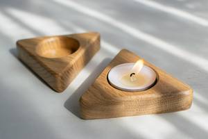 Triangle Decorative Wooden Tea Light <b>Candle</b> Holder Artisan Handmade Design for Home <b>Wedding</b> and Gift Use - Product Image 4