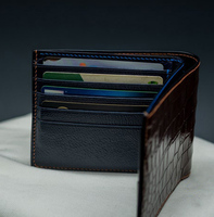 Portefeuille porte-cartes en cuir d'alligator moderne fait à la main, portefeuille pour homme de luxe, logo personnalisé, portefeuilles courts pour homme en gros