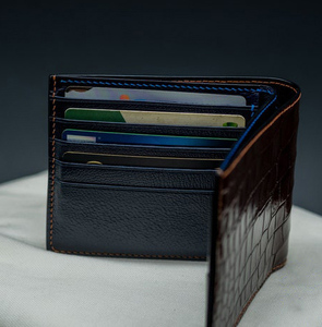 Portefeuille porte-cartes en cuir d'alligator moderne fait à la main, portefeuille pour homme de luxe, logo personnalisé, portefeuilles courts pour homme en gros - Product Image 5