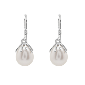 Pendientes de Plata de Ley S925 con Perlas de Agua Dulce, Corte Ovalado Clásico, Engaste de Garra, Joyería Fina para Uso Diario de Mujer - Product Image 1