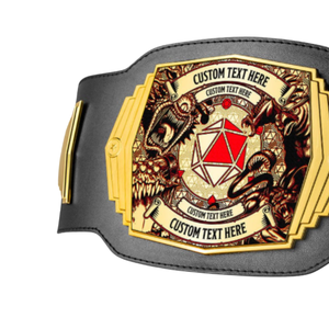 Cinturón de Campeonato Personalizable con Texto y Diseño Personalizados, Cinturón Negro y Dorado para Deportes, Videojuegos y Eventos Especiales - Product Image 4