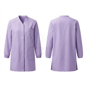 เสื้อกาวน์ถักนิตติ้งแบบใหม่ ผ้าฝ้าย 100% แขนยาว สำหรับแพทย์ พยาบาล นักศึกษา พนักงาน ทีมวิจัย - Product Image 6