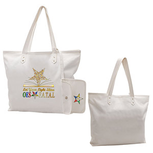 กระเป๋าโท้ทสีขาวลายดาวสีทอง คำขวัญ Let Your Light Shine OES F.A.T.A.L |   กระเป๋าโท้ทกันน้ำสีขาวอีสเทิร์นสตาร์แบบสั่งทำพิเศษ - Product Image 1