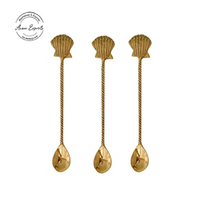 Cuchara de té de latón macizo con acabado mate, artículos de Bar personalizados, tamaño largo, diseño moderno para postre - Product Image 1