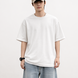 T-shirt sportif en coton tricoté surdimensionné pour hommes avec logo personnalisé, respirant, décontracté, unisexe, streetwear, fabricant OEM - Product Image 2